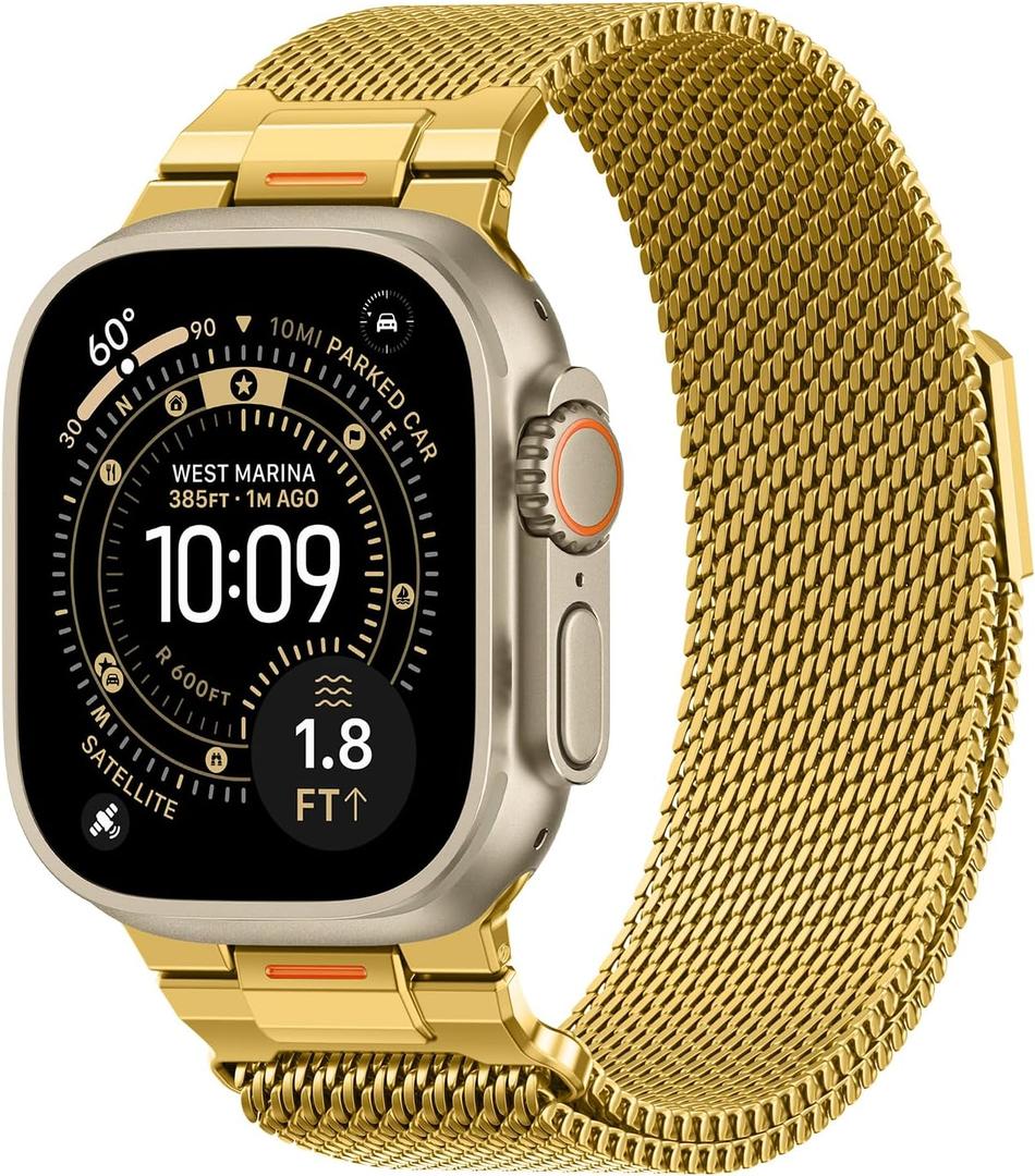 BXUXOHS Milanese Loop- Compatible with Apple Watch Ultra 3 2 1 Band for Men 49mm 46mm 45mm 44mm 42mm 41mm 40mm 38mm,Magnetic Mesh Metal Strap Wristband for iWatch SE 3/2 Series 11/10/9/8/7/6/5/4 Ultra