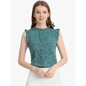 Allegra K Floral Sleeveless Blouses for Women's 2025 Trendy Summer Ruffled Dressy Casual Top
L