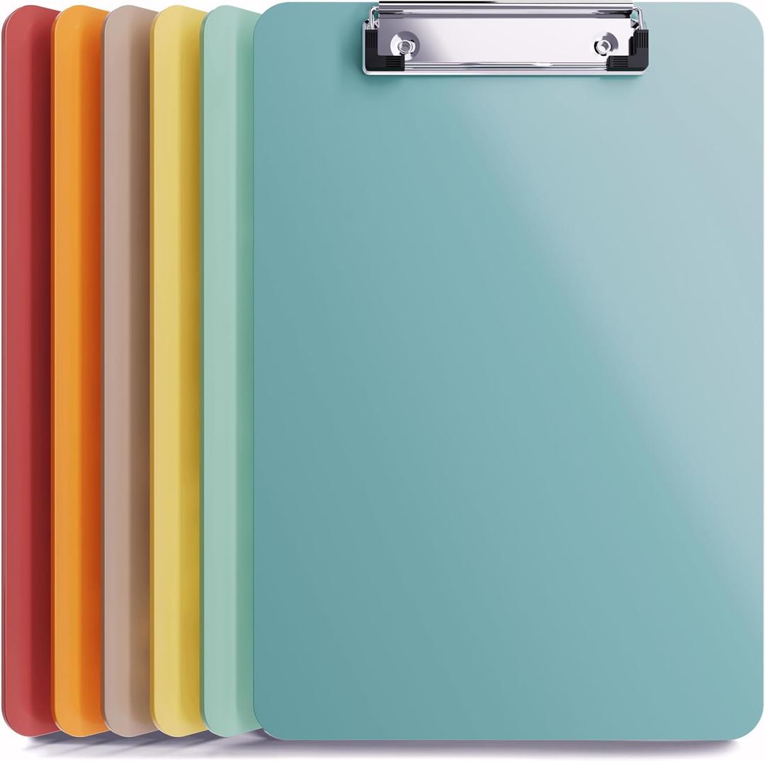 Clipboards  Set of 6 Plastic Clip Boards 8.5x11 Bulk | Colored Acrylic Clipboards for Classroom, Boho Classroom Decor, Teacher Supplies | Cute Clip Board for Kids, Office, Coaching, Medical, School
