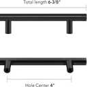 5 Pack 4 Inch Black Cabinet Handles - Matte Finish Pulls for Dresser Drawers - Stainless Steel Kitchen Cabinet Handles - 6-3/8 Inch Overall Length