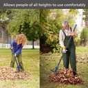 Adjustable Metal Leaf Rake Long Handle, Garden Rakes for Lawns Heavy Duty Leaves with Expandable Head 8-17", Yard Women Kids Rake for Gardening RV Camping