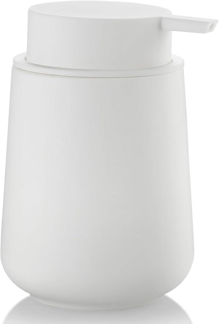 Matte Cream White Liquid Hand Soap Dispenser Plastic 11 oz - Modern Minimalist Style for Bathroom & Kitchen Countertop Refillable
