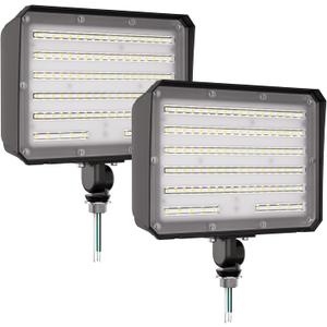 CINOTON 100W LED Flood Lights Outdoor, 14000LM IP65 Waterproof Outdoor Security Wall Light Fixture with 180Knuckle for Warehouse Porch Barn Garage Building 5000K 100V-277V 2 Pack