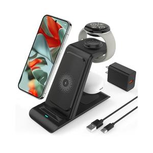 Upgraded 3 in 1 Wireless Charger for Google Pixel Watch 3/2, for Pixel 10/10 Pro/10 Pro XL/9 Pro/9/Fold/8,Buds Pro 2/Pro,Wireless Charging Station for Multiple Devices (Not for Google Watch 4/1)