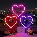 ROCEEI 3 Pcs Heart Neon Sign Valentine's Day Decoration Love Heart LED Light up Sign USB Powered Camping light Wall Window Decor for Valentine's Day Wedding Anniversary Bedroom Classroom, 8.66 inches x 9.84 inches