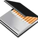 Portable Slim Leather Cigarette Case Ultrathin Lightweight Pocket Carrying Box for Hold 10 Regular Size (Black)