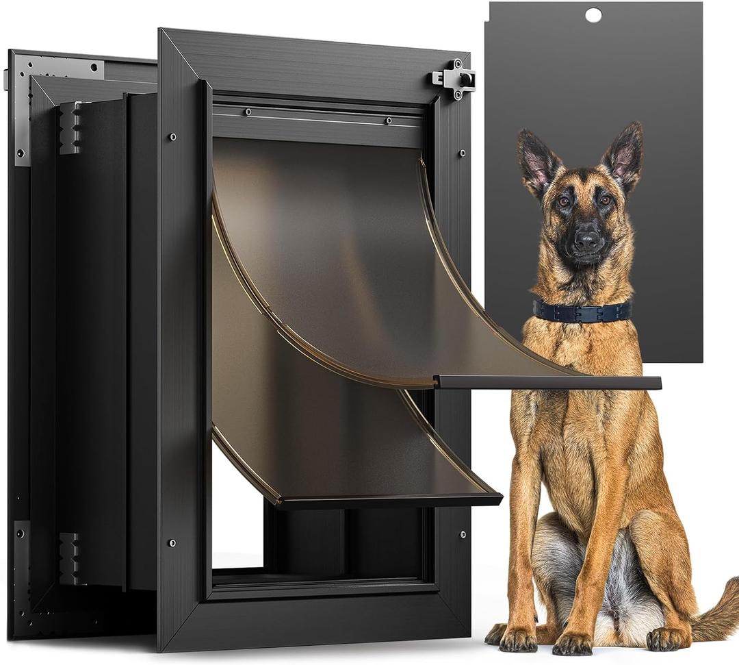 Dog Door for Wall, All Aluminum Large Doggy Door Doggie door, Pet Door Easy to Install, 2 Magnetic Flaps Energy Efficient, Wide Telescoping Tunnel for Interior & Exterior Walls, Pet Up to 110 Lb-Black Dog Door for Wall, All Aluminum Large Doggy Door Doggie door, Pet Door Easy to Install, 2 Magnetic Flaps Energy Efficient, Wide Telescoping Tunnel for Interior & Exterior Walls, Pet Up to 110 Lb-Black