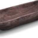 Wooden Dough Bowl - Vintage Oblong Natural Root Hand Carved Bowl for Home Decor, Rustic Farmhouse Centerpiece, 18.5x7.1x3.15 Inches