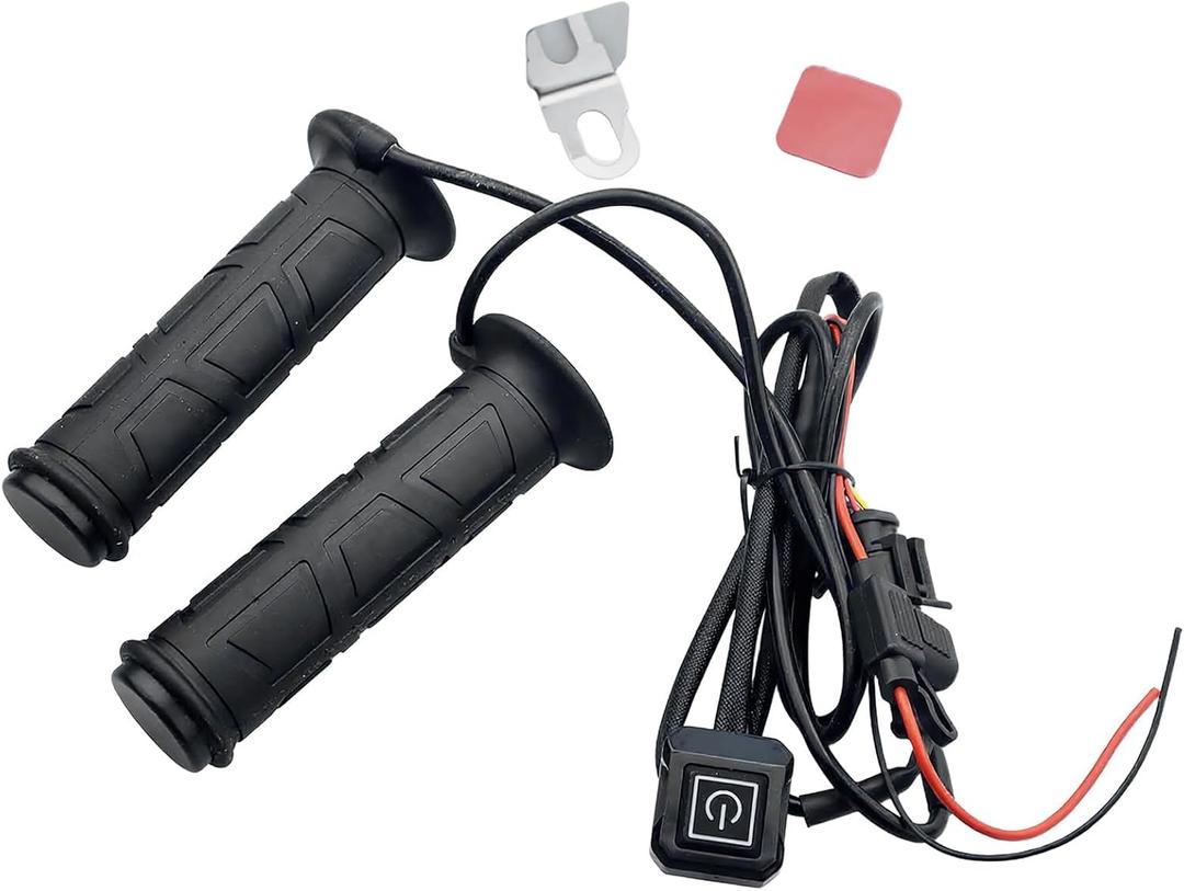 7/8''ATV UTV Heated Motorcycle Grips, 12V 3 Temperature Electric Heated Hand Grips Fit for Harley Honda Kawasaki Yamaha 22mm Diameter Handlebar, Waterproof Anti-Slip