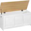 HOOBRO Storage Bench, 39.3" Retro Wooden Storage Chest, Wooden Storage Trunk, Toy Chest with Lift Top, Multifunctional Entryway Organizer, for Entryway, Living Room, White and Natural WN141CW01G1