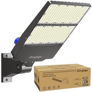 Dimgogo LED Parking Lot Light 300W, UL Listed 45,000LM 6500K Light with Dusk to Dawn Photocell, Adjustable Arm Mount, IP66 Waterproof, Commercial LED Area Security for Parking Lot, Roadway