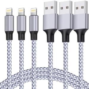 TAKAGI for iPhone Charger, [MFi Certified] Lightning Cable 3PACK 6FT Nylon Braided USB Charging Cable High Speed Transfer Cord Compatible with iPhone 14/13/12/11 Pro Max/XS MAX/XR/XS/X/8/iPad