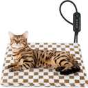 Heated Cat Bed, 11 Adjustable Temperature Cat Heating Pad Indoor with Timer, Pet Heat Pad for Cats Dogs, Electric Dog Heating Pads with Washable Cover, Heated Pet bed-18''x16'', Small (Brown)