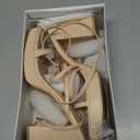 Shoe'N Tale Platform Heels for Women Strappy Block Chunky Heels Square Toe Ankle Buckle Sandals (9, Light Nude)