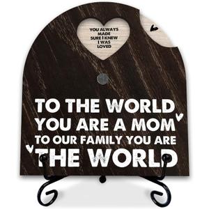 3 x Words To My Mom Wooden Decor, 6 Reasons To Love Mom, Rotatable Wooden Sign With 1 Iron Stand, Idea Gifts For Mother, Mother Birthday Gifts, Women's Home Office Decor.