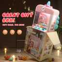 Skirfy Unicorns Claw Machine, Mini Vending Machine with Lights & Music, Adjustable Sound, Candy and Electronic Prize Dispenser, Includes 45 Toys, Candy and Birthday Gift for Kids Girls, Pink