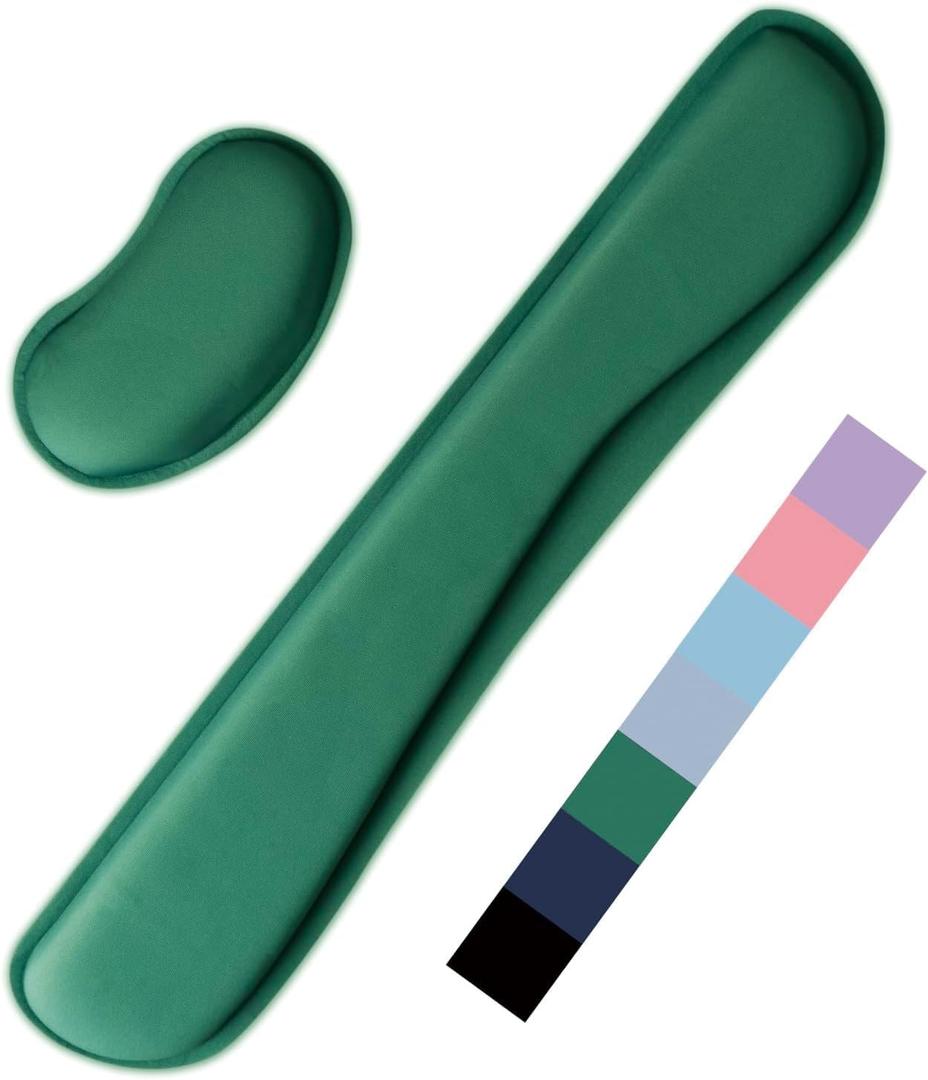 Keyboard Wrist Rest Pad, Memory Foam Set Wrist Cushion Support for Easy Typing & Pain Relief, Mouse Wrist Pad, Anti-Slip Wrist Support for Gaming, Computer, Laptop, (Forest Green)
