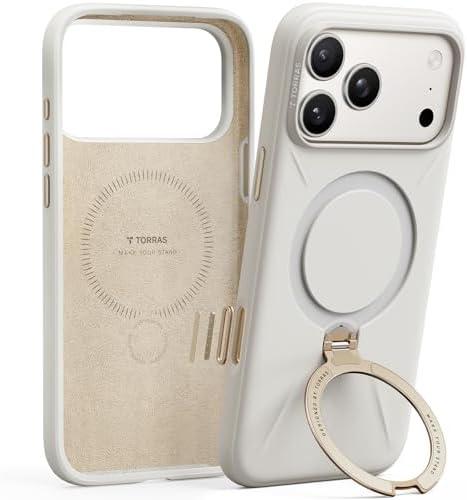 Amazon.com: TORRAS Q3 Silicone 360 Spin for iPhone 17 Pro Case with Stand, Fit for MagSafe, Magnetic Ring Kickstand with Camera Control, Liquid Silicone Rubber Soft Phone Case for iPhone 17 Pro 6.3'', Light Ivory : Cell Phones & Accessories