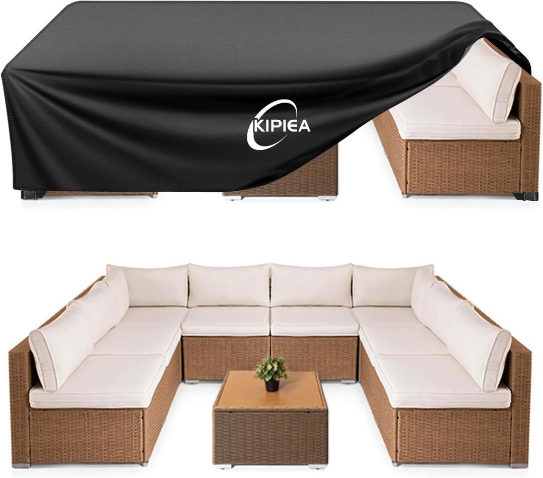 Kipiea Outdoor Furniture Covers Waterproof, 420D Heavy-Duty Patio Furniture Set Covers, No Tears Anti UV No Fading (110" L x 110" W x 28" H)