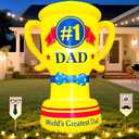 KOOY 5FT Fathers Day Inflatable Outdoor Decoration, Built in LED Lights Father's Day Blow Up Father's Day Trophy for Holiday Party, Indoor, Outdoor, Garden, Yard Lawn Decor