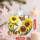 2 x Stained Glass Ornament, Christmas Ornament, Hanging Ornaments for Home Decor & Christmas Tree Ornaments  Exquisite Holiday Decor, Xmas Gifts & Holiday Present - Sunflower & Butterfly