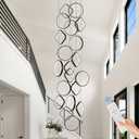 Modern LED Chandelier 20-Light Black Chandeliers for High Ceiling Dimmable Foyer Chandeliers with Remote Control Large Long Chandelier for Staircase Living Room Entryway, 3000-6500k