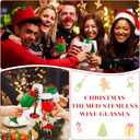 4 Pcs Christmas Wine Glasses 16.8 Oz Set Santa Belt Snowman Drinking Goblets Cups Xmas Hand Painted Wine Cup for Home Bar Diner Birthday Wedding Christmas Party Favors