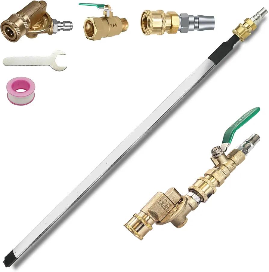 Lucstar Radiator Cleaning Wand,Radiator Genie Water Air Cleaning Wands, 24“ Wand+ 7 Angles Coupler+ Valve Switch, Air Fin Comb Cleaner for Car Truck Power Washer Wand,Gutter Cleaning