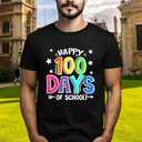 QAUN 100 Days of School Teacher Shirts for Men : 100th Days Graphic Tops Teacher Tshirt Teach Short Sleeve Tops (Black,Large)