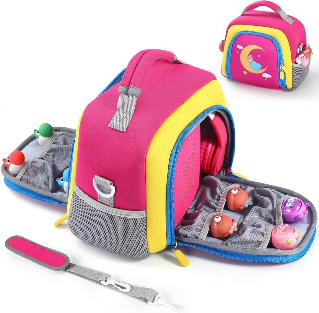 Seracle Portable Travel Organizer Carrying Case Compatible with Toniebox Audio Player, Tonies Figures, Headphones and Charging Station, Storage Carrier Bag for Toniebox Starter Kit (Red)