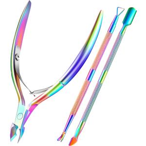 Cuticle Trimmer Cuticle Remover with Cuticle Pusher, XUNXMAS Professional Stainless Steel Durable Pedicure Manicure Tools Cutter Nipper Scissor Clipper for Fingernails and Toenails Dead Skin