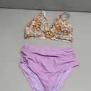 BMJL Womens High Waisted Bikini Sets Floral Two Piece Swimsuits V Neck Tummy Control Bathing Suits (Medium)