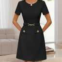 MEROKEETY Women's Summer Short Sleeve Mini Dress 2026 Spring Elegant Business A Line Bodycon Work Graduation Short Dress, Small