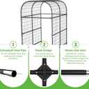 GarveeLife Metal Garden Arch Trellis 7.3 FT, Cucumber & Melon Trellis for Raised Beds, u-Shape Plant Support with Plastic Connectors for Climbing Vegetables, Grapes & Roses, Black