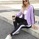 Marvmys Women's 2 Piece Tracksuit Set Full Zip-Up Hoddie Sweatsuits Color Block Jogging Suits with Pockets (Purple)