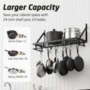 KES 24 Inch Kitchen Pot Pan Rack Wall Mounted Hanging Storage Organizer Wall Shelf With Hooks Matte Black, KUR215S60-BK