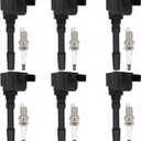 ECCPP 6 ignition coils with 6 iridium Spark Plugs UF760,coils packs,for Porsche for Cayenne 2015-2018 3.6L,for Macan 2015-2016 3.6L,for Panamera 2014-2016 3.0L UF760
