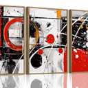 3 Piece Large Abstract Canvas Wall Art For Living Room Red Black Grey Framed Wall Art Modern Minimalist Luxury Energizing Aesthetic Art Prints Artwork For Bedroom Office Dining Room 24x36 in
