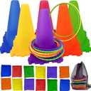 Sports & Outdoor Game Toddlers Kids, Gifts for Birthday Party Cones Carnival Bean Bags Ring Toss Tossing Games, Recess Outdoor Toys for Adults and Family Kids Toddlers Ages 3 4 5 6 7 8