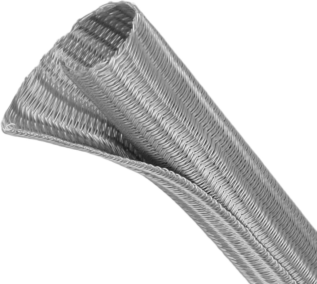 Split Wire Loom Tubing, Cable Protector Sleeve, Braided Cable Management for TV/Computer/Home Theater/Engine Bay, Cord Protectors from Pets No Chew (Grey, 3/8"-25ft)