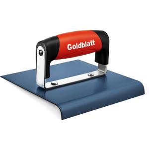 Goldblatt Concrete Edger Tool, 6" x 6" Blue Steel Edger (3/8"R, 1/2"L), Durable High Carbon Steel Concrete Finishing Tools - Masonry Hand Tool with Soft Grip, Sturdy Steel Mounting