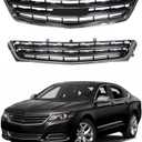 Front Upper and Lower Grille Set Chrome Black 2Pcs Replacement for Impala 2014 2015 2016 2017 2018 2019 2020