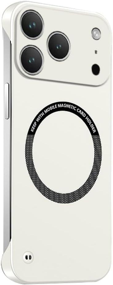 Frameless Magnetic Series Designed for iPhone 17 Pro Case[Compatible with MagSafe] Borderless Ultra Thin Slim Fit,Lightweight Minimalist Hard PC Yet Protective Shockproof Cover,White
