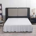 White Bed Skirt Queen Size Ruffled Bed Skirt with Split Corners, Queen Bed Skirt 18 Inch Drop, TSUTOMI Queen Size Bed Skirt White for Ruffled Bed Skirt with Split Corners, Bed Skirt Queen Size