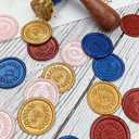 50Pcs Gold Letter O Adhesive Wax Seal Stickers, Hand-Made, No Need Seal Stamp, Tear and Use Wax Stickers for Wedding Invitations, Envelopes, Christmas Gift