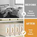 3 Pack Foldable Bed Sheets Set Organizers and Storage(King & Queen Size),Linen Fabric Closet Organizers with Window,Folding Bedding Storage Box for Bedsheets and Pillow Cube Organizer-Beige