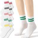 Novelty Socks For Women - Striped Retro Mini Crew Sporty Calf Casual Cotton Ankle Socks (One Size)