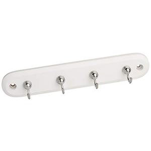 Spectrum Diversified, Modern Entryway Organizer & Wall Décor Diversified Four Key Rack, Wood, 4-Hook, White/Chrome