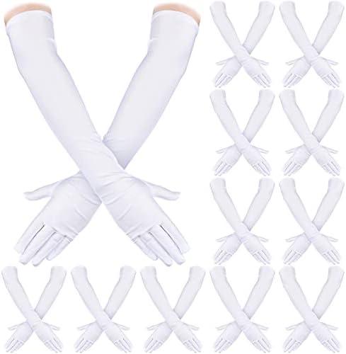 Laumoi 12 Pairs Long Satin Gloves for Women Bride Elbow Opera Costume Dress Stretchy Formal Glove