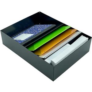 Huron Stationery Holder For Desk and Drawer 3 Slot, Black Steel